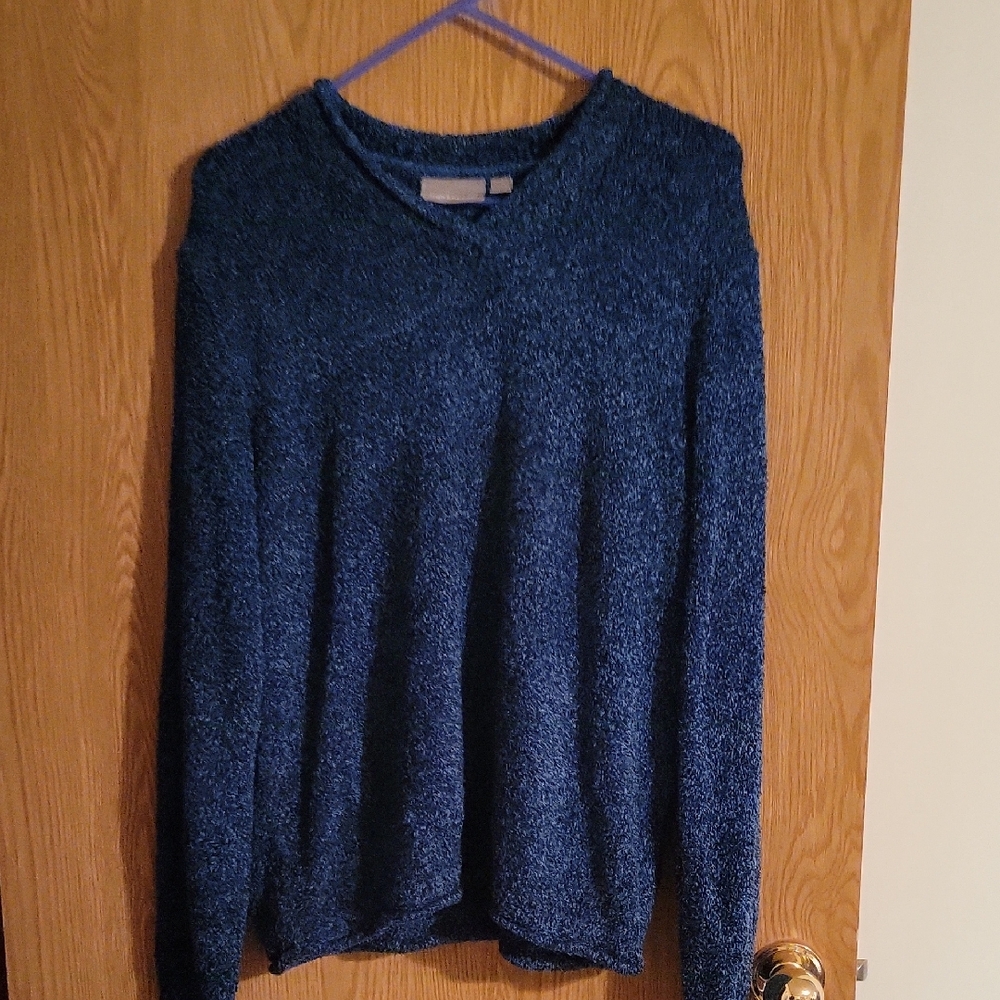Croft & Barrow Women Deep Blue V-Neck Sweater